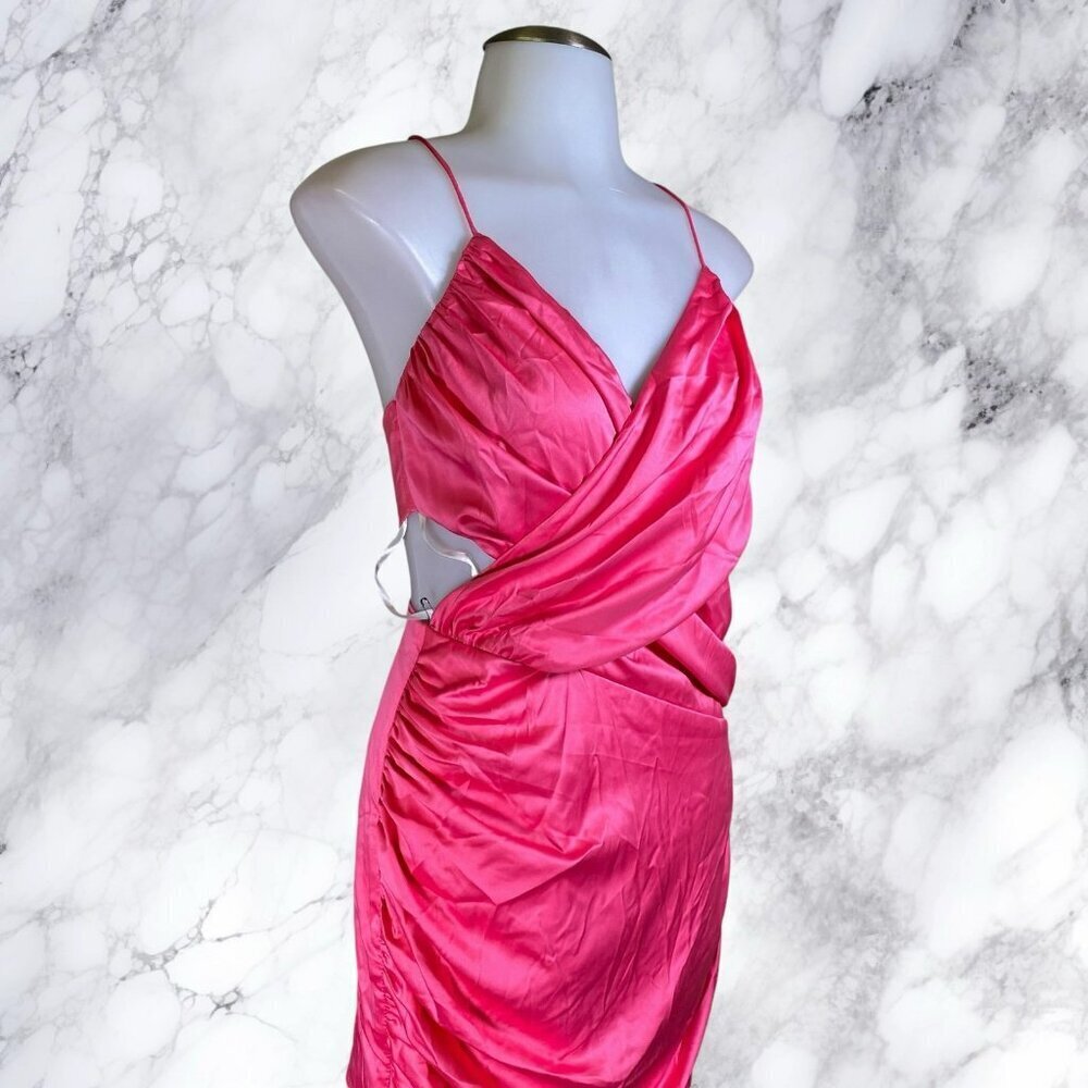 More To Come Denise Wrap Dress In Hot Pink — image 4 of 8